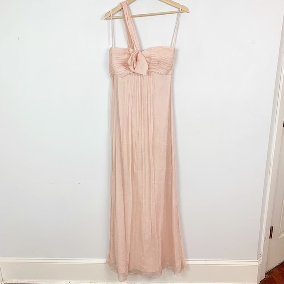 AMSALE 100% Silk Chiffon Maxi Dress Empire Waist 8 - Picture 1 of 15